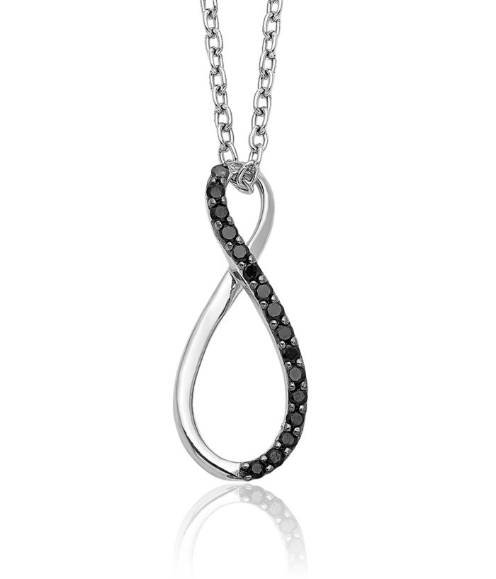 14K Solid White Gold Black Diamond Necklace Chain