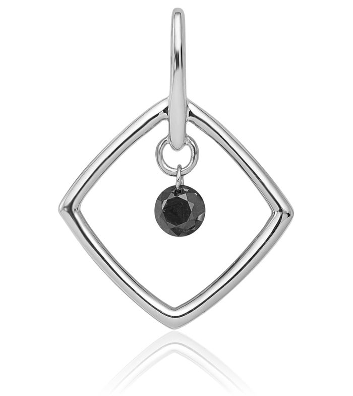 14K Solid White Gold Black Diamond Dangling Necklace Chain Pendant Charm