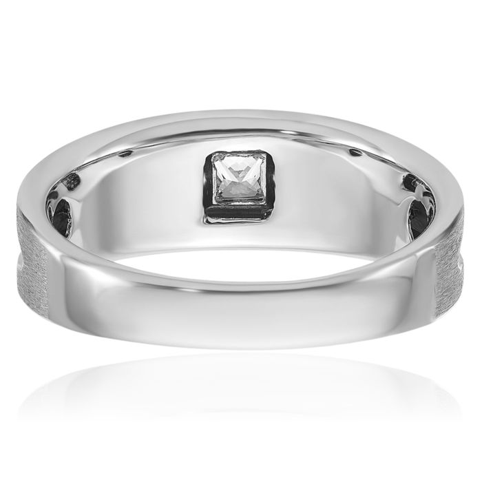 14K Solid White Gold Black Mens Diamond Wedding Band Statement Ring