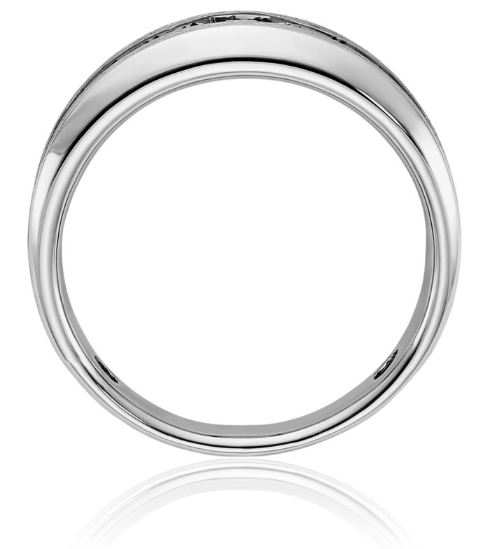 14K Solid White Gold Black Mens Diamond Wedding Band Statement Ring