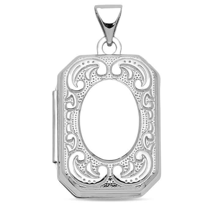 14K Solid White Gold Book Personalized Photo Locket Necklace Picture Pendant Charm