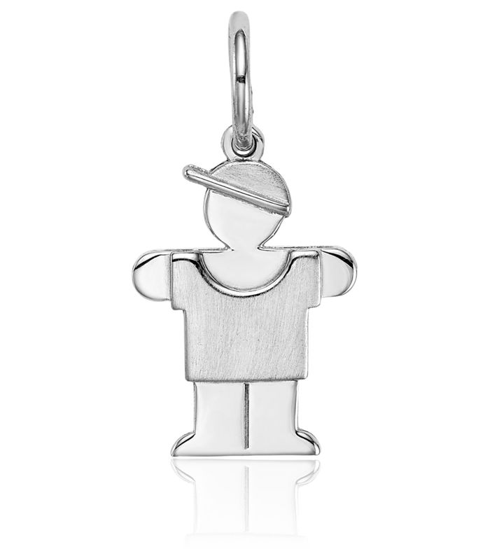 14K Solid White Gold Boy Hugs Necklace Chain Pendant Charm