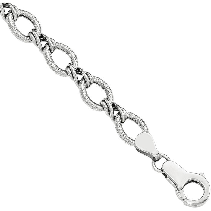 14K Solid White Gold Chain Bracelet