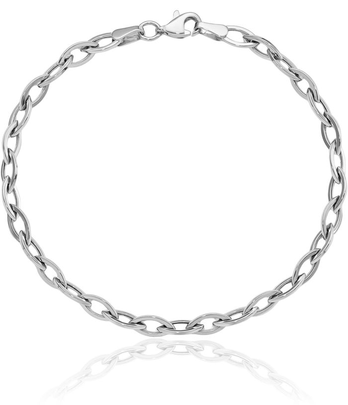 14K Solid White Gold Chain Bracelet