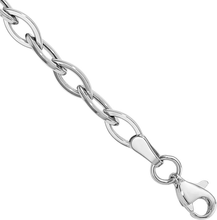 14K Solid White Gold Chain Bracelet