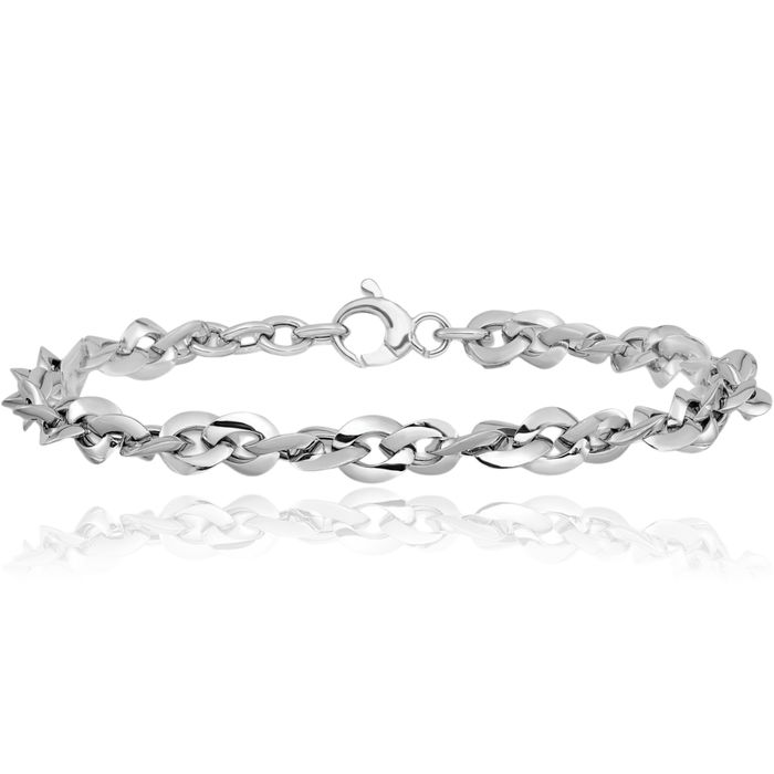 14K Solid White Gold Chain Bracelet