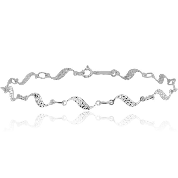 14K Solid White Gold Chain Bracelet