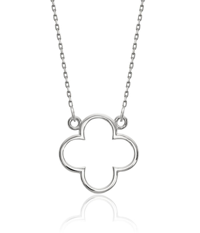 14K Solid White Gold Chain Geometric Necklace