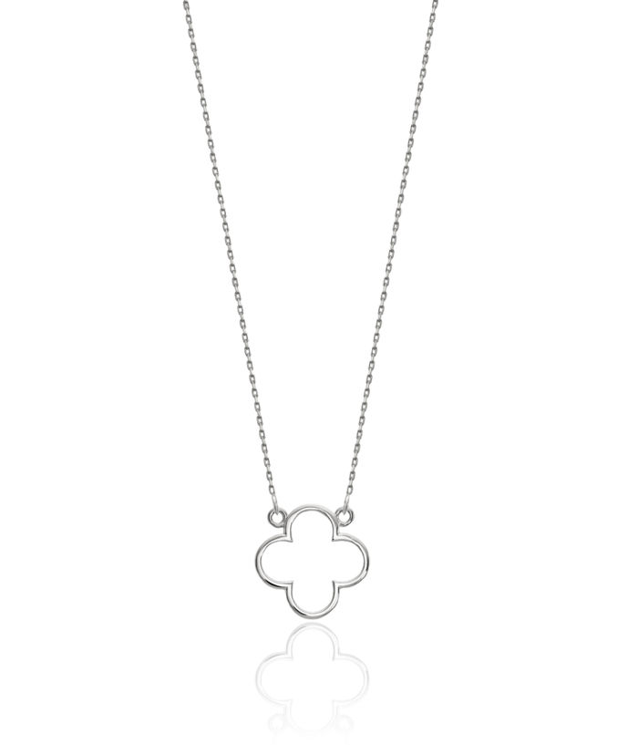 14K Solid White Gold Chain Geometric Necklace