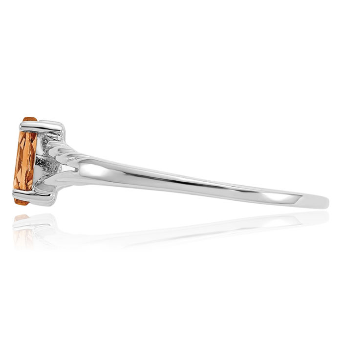 14K Solid White Gold Yellow Orange Citrine Ring Gemstone Band November Birthstone Jewelry