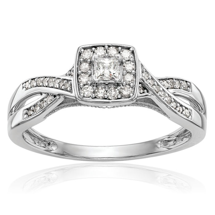 14K Solid White Gold Crisscross Round Diamond Promise Engagement Woven Band Twisted Statement Ring