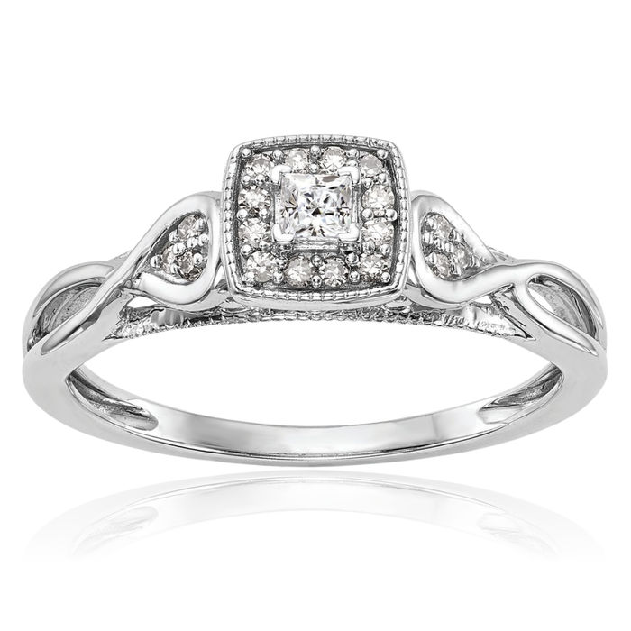 14K Solid White Gold Crisscross Round Diamond Promise Engagement Woven Band Twisted Statement Ring
