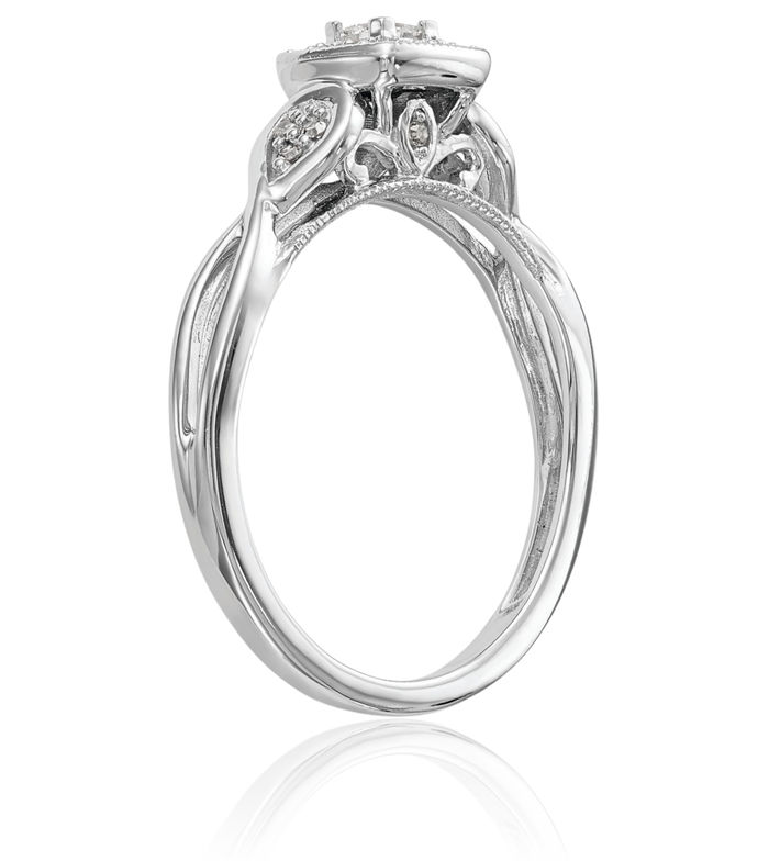 14K Solid White Gold Crisscross Round Diamond Promise Engagement Woven Band Twisted Statement Ring