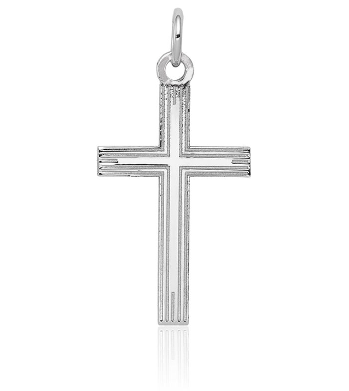 14K Solid White Gold Latin Mexican Holy Cross Necklace Religious Chain Pendant Jesus Christ Charm