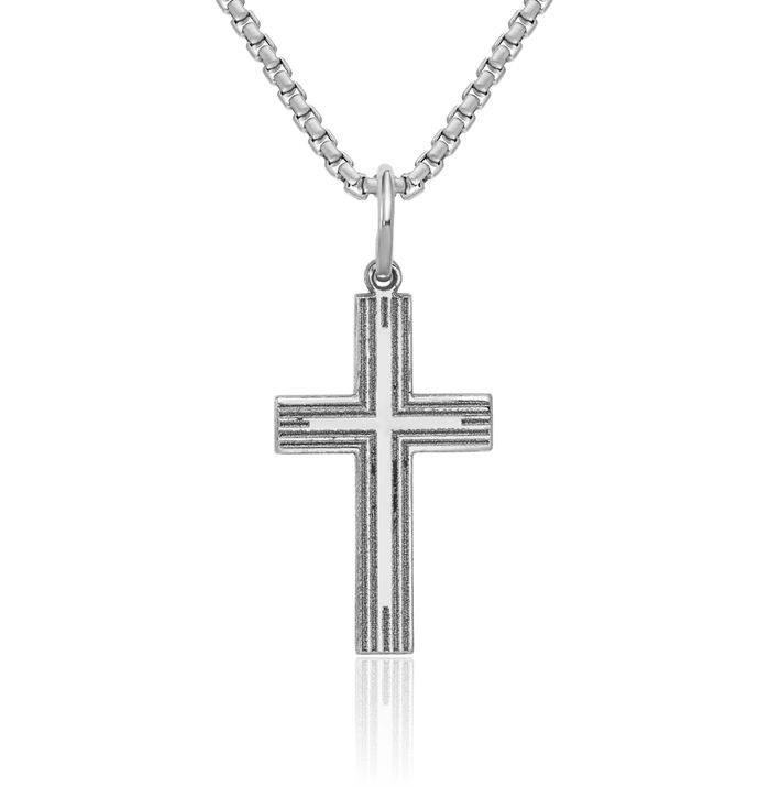 14K Solid White Gold Latin Mexican Holy Cross Necklace Religious Chain Pendant Jesus Christ Charm