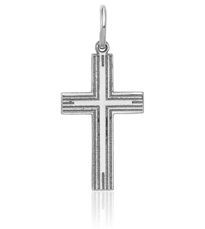 14K Solid White Gold Latin Mexican Holy Cross Necklace Religious Chain Pendant Jesus Christ Charm