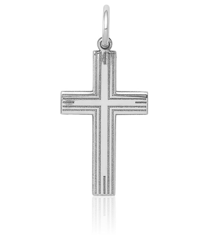 14K Solid White Gold Latin Mexican Holy Cross Necklace Religious Chain Pendant Jesus Christ Charm