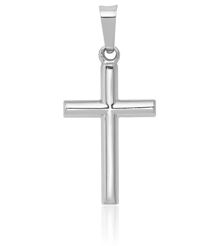 14K Solid White Gold Latin Mexican Holy Cross Necklace Religious Chain Pendant Jesus Christ Christian Charm