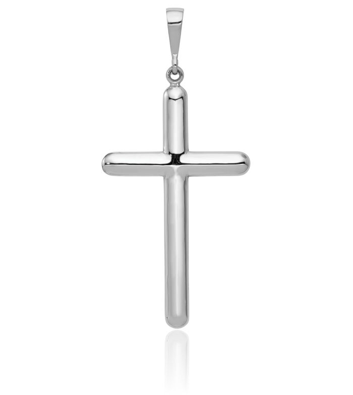 14K Solid White Gold Latin Mexican Holy Cross Necklace Religious Chain Pendant Jesus Christ Charm