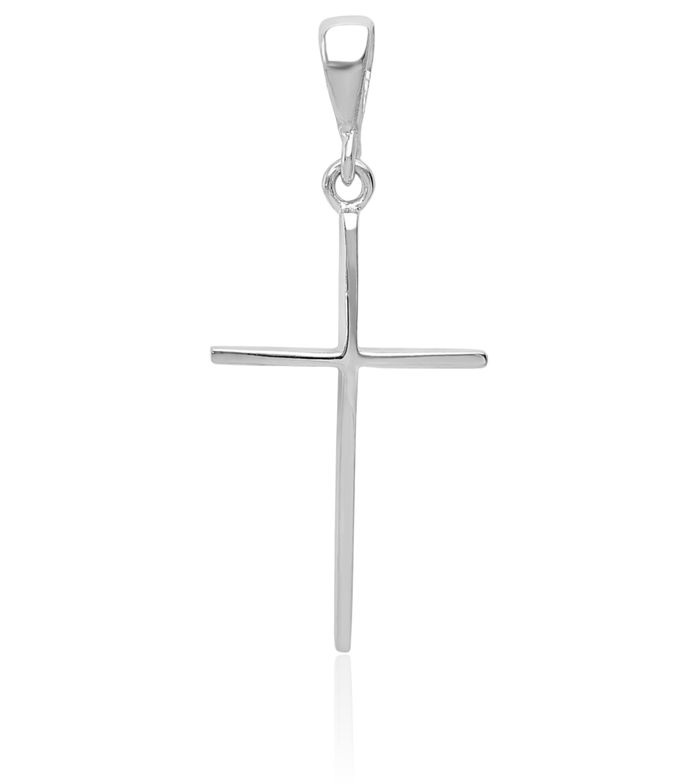 14K Solid White Gold Latin Mexican Holy Cross Necklace Religious Chain Pendant Jesus Christ Charm