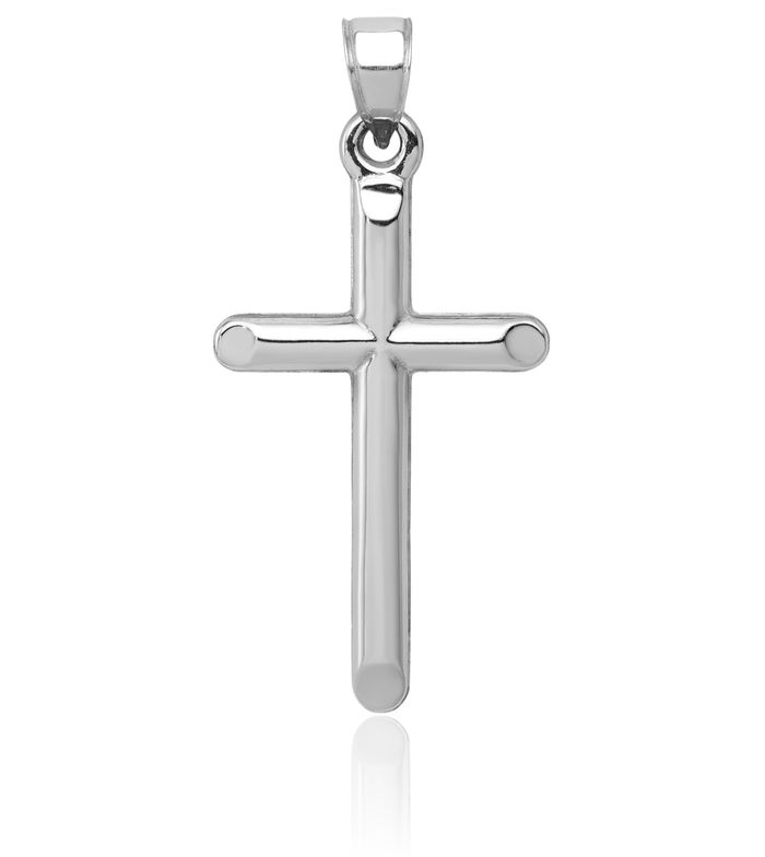 14K Solid White Gold Latin Mexican Holy Cross Necklace Religious Chain Pendant Jesus Christ Charm