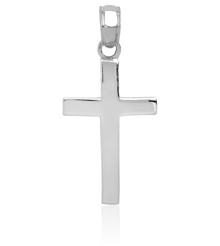 14K Solid White Gold Latin Mexican Holy Cross Necklace Religious Chain Pendant Jesus Christ Charm