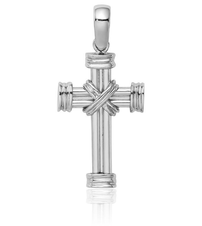 14K Solid White Gold Holy Cross Necklace Religious Chain Pendant Jesus Christ Charm