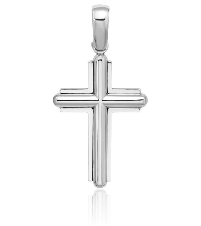 14K Solid White Gold Latin Mexican Holy Cross Necklace Religious Chain Pendant Jesus Christ Charm