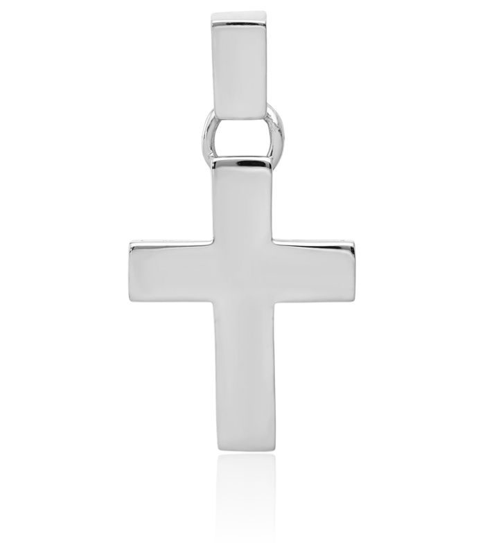 14K Solid White Gold Latin Mexican Holy Cross Necklace Religious Chain Pendant Jesus Christ Charm