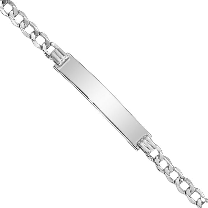 14K Solid White Gold Cuban Name Bar Identification ID Bracelet