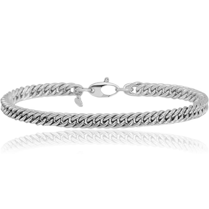 14K Solid White Gold Curb Link Chain Bracelet