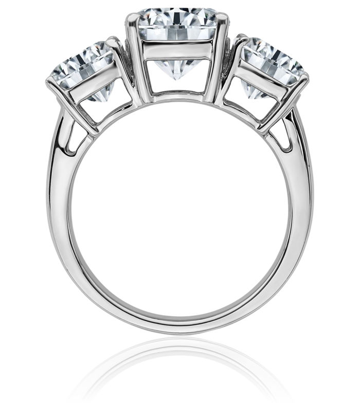 14K Solid White Gold Cushion-Cut 3 Stone Moissanite Engagement Ring