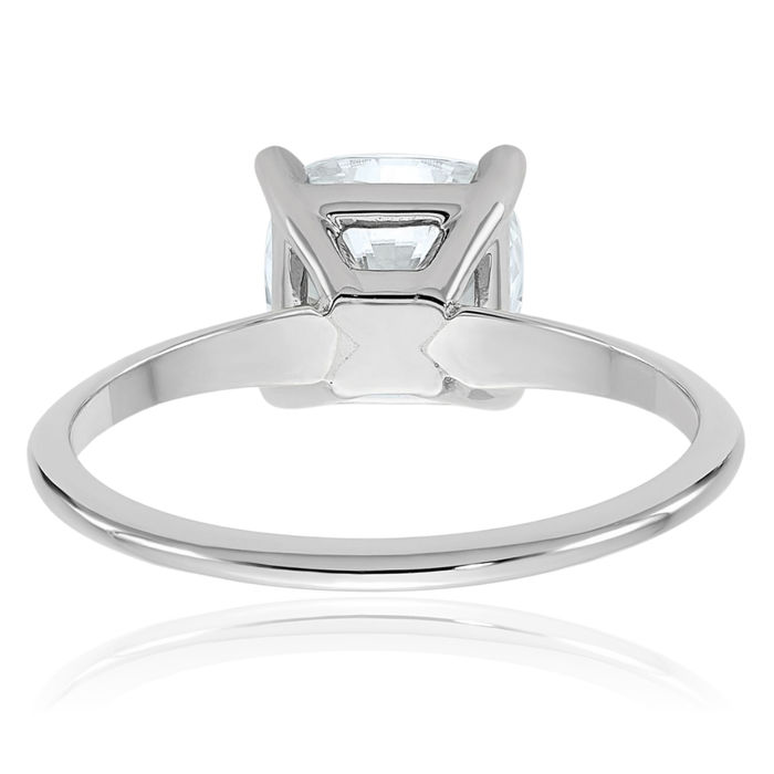 14K Solid White Gold Cushion-Cut Moissanite Solitaire Engagement Ring