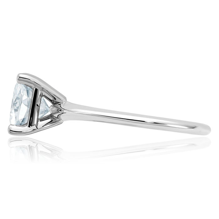 14K Solid White Gold Cushion-Cut Moissanite Solitaire Engagement Ring