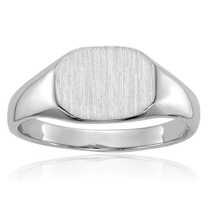 14K Solid White Gold Custom Engraved Signet Ring Handmade Personalized Monogram Initial Letter Band