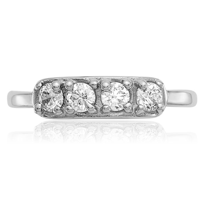 14K Solid White Gold Cubic Zirconia CZ Adjustable Toe Ring Open Midi Band Summer Beach Jewelry
