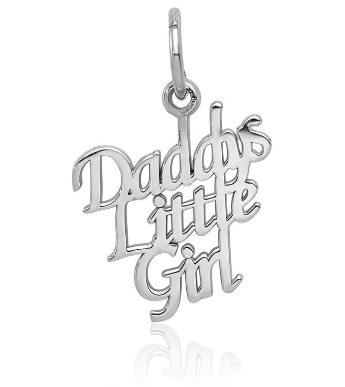 14K Solid White Gold Daddys Little Girl Necklace Chain Pendant Charm