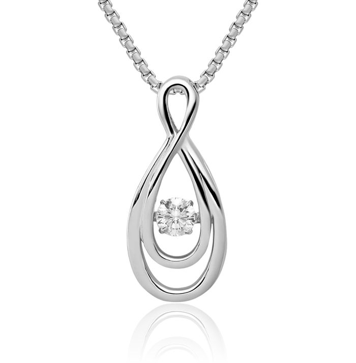 14K Solid White Gold Lab Diamond Infinity Twisted Love Knot Symbol Slide Pe Necklace Chain Pendant Charm