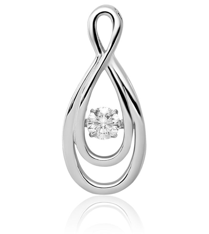 14K Solid White Gold Dangling Diamond Infinity Twisted Love Knot Symbol Slide Necklace Chain Pendant Charm