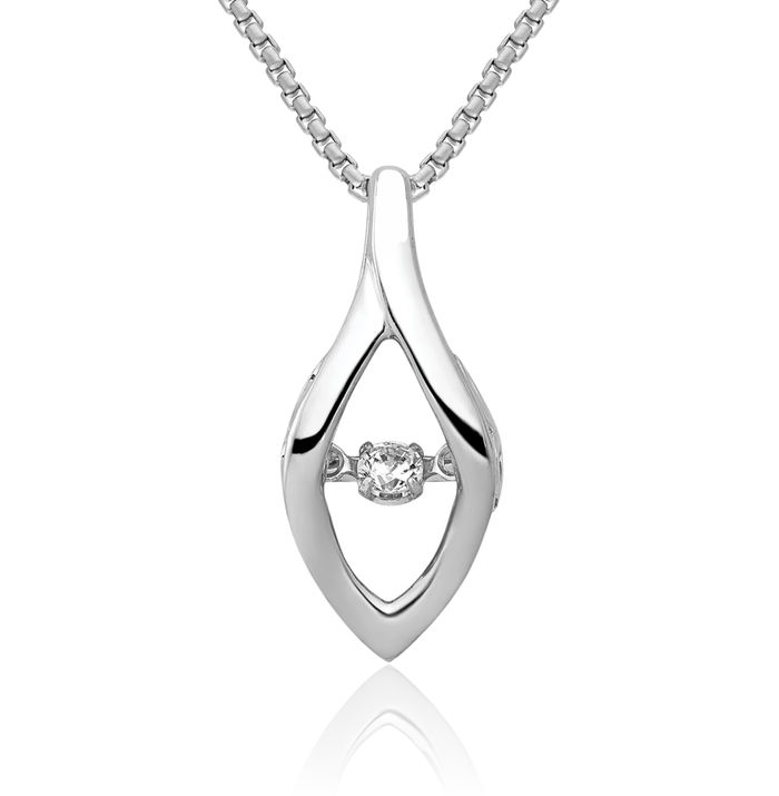 14K Solid White Gold Dangling Diamond Slide Necklace Chain Pendant Charm