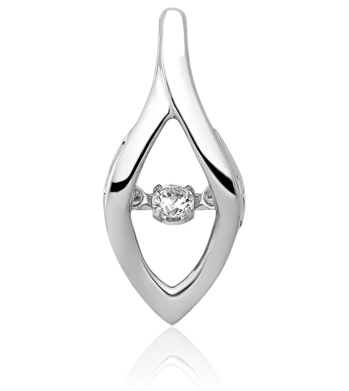 14K Solid White Gold Dangling Diamond Slide Necklace Chain Pendant Charm