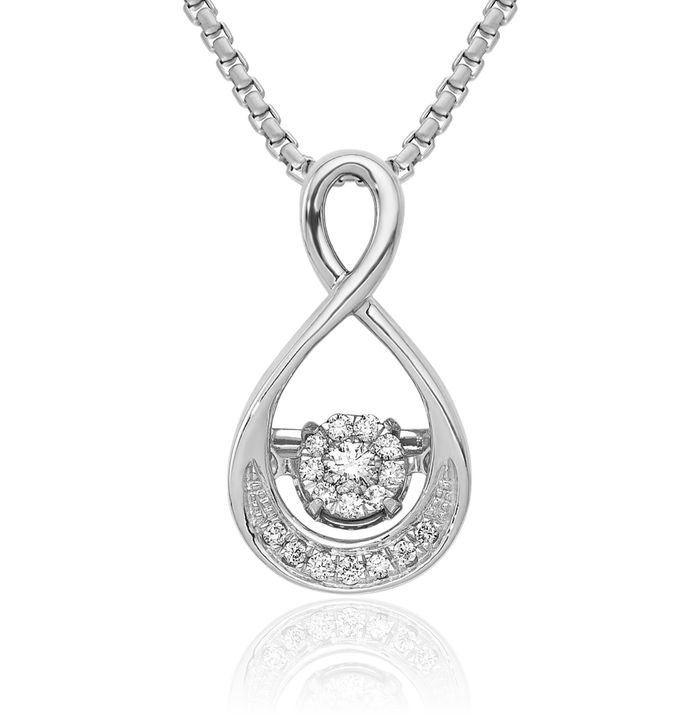 14K Solid White Gold Dangling Diamond Teardrop Floating Chain Slide Pendant Necklace Pear Charm