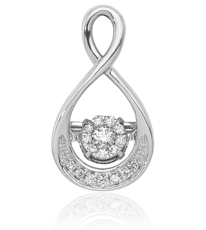 14K Solid White Gold Dangling Diamond Teardrop Floating Chain Slide Pendant Necklace Pear Charm