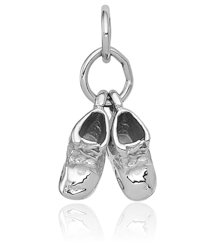 14K Solid White Gold Dangling Shoes Necklace Chain Pendant Charm