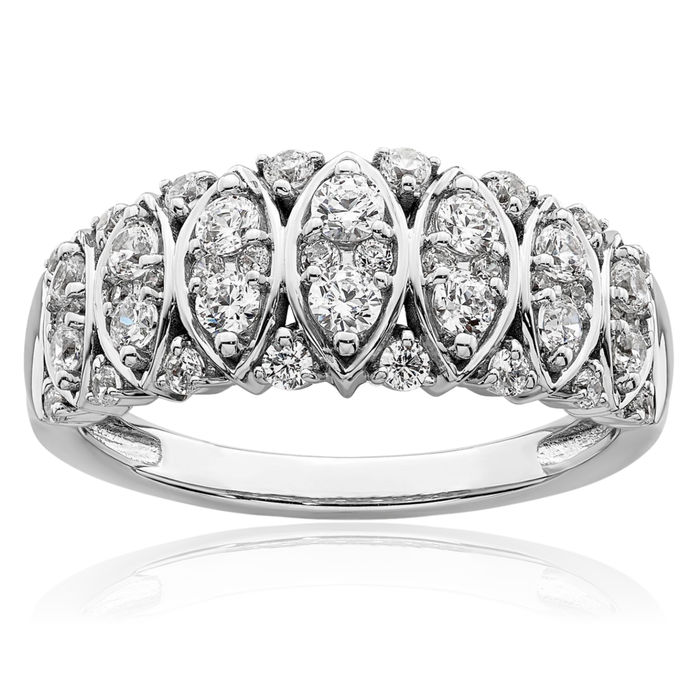 14K Solid White Gold Diamond Anniversary Ring Eternity Wedding Band Bridal Jewelry