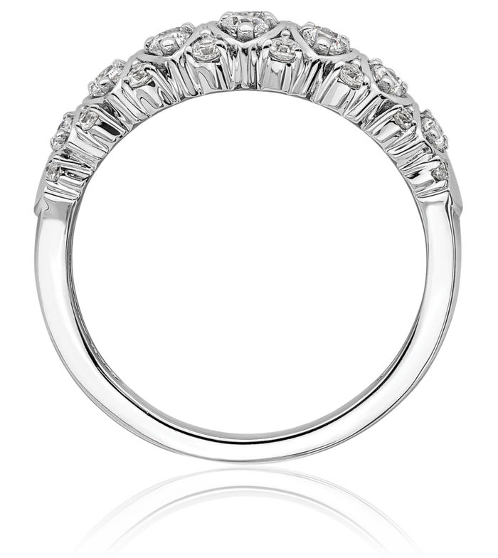 14K Solid White Gold Diamond Anniversary Ring Eternity Wedding Band Bridal Jewelry