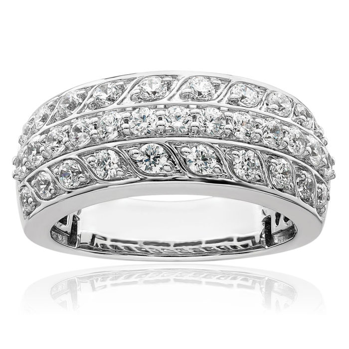 14K Solid White Gold Diamond Anniversary Ring Eternity Wedding Band Bridal Jewelry