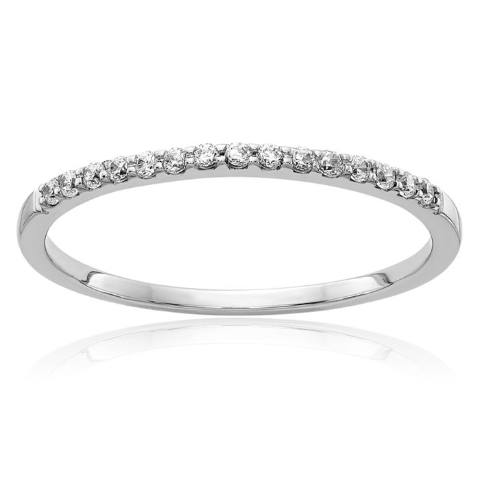 14K Solid White Gold Diamond Anniversary Ring Eternity Wedding Band Bridal Jewelry