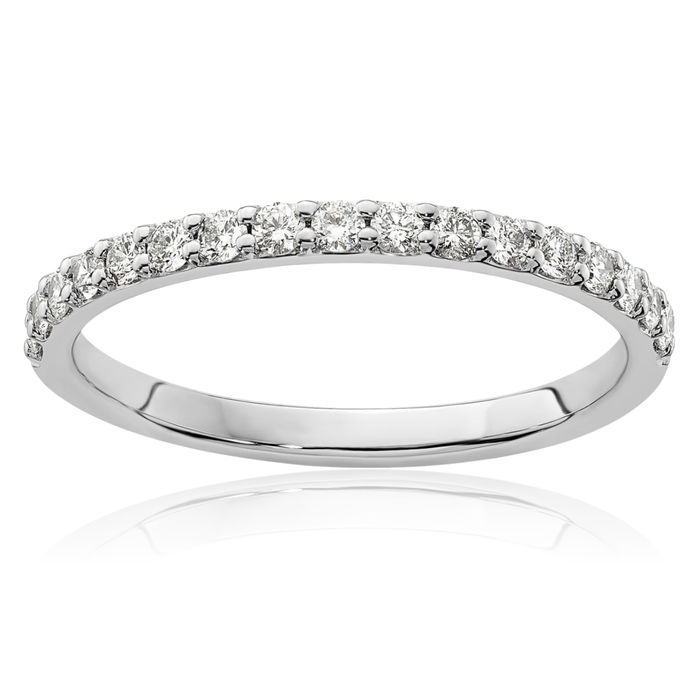 14K Solid White Gold Diamond Anniversary Ring Eternity Wedding Band Bridal Jewelry