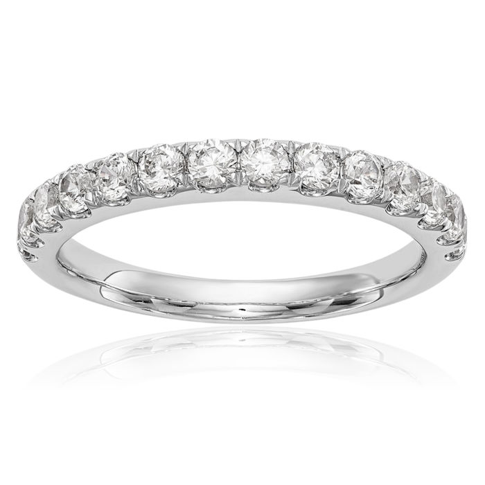 14K Solid White Gold Diamond Anniversary Ring Eternity Wedding Band Bridal Jewelry